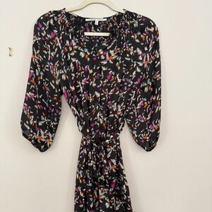 Collective Concepts Size Large Silky long sleeve tie waist dress